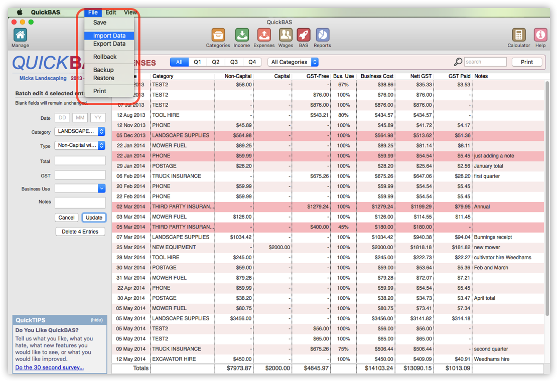 Access the Import Function