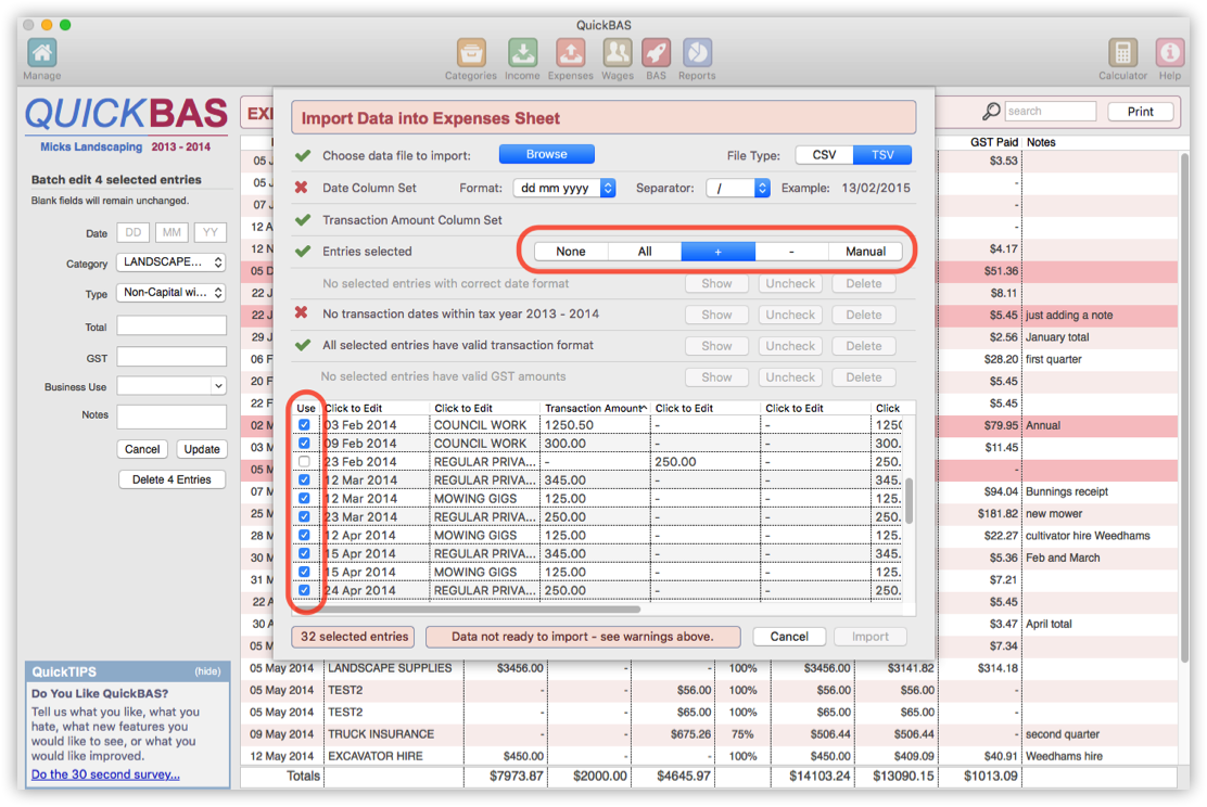 Importing Data Choosing Rows