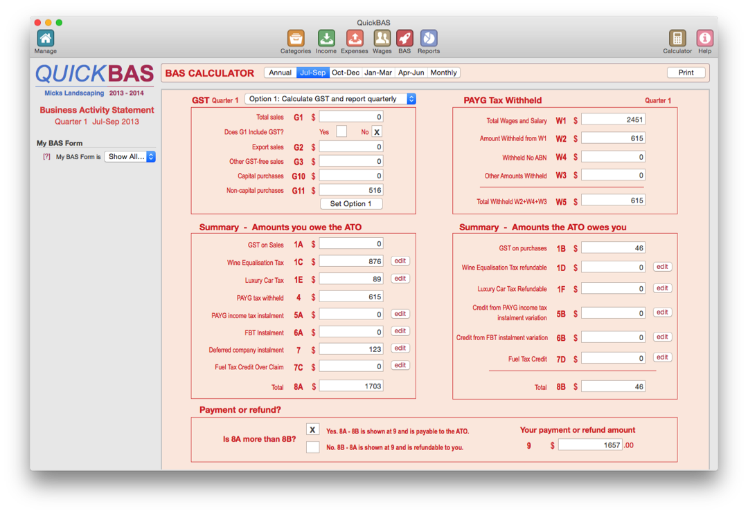 Business Activity Statement generator