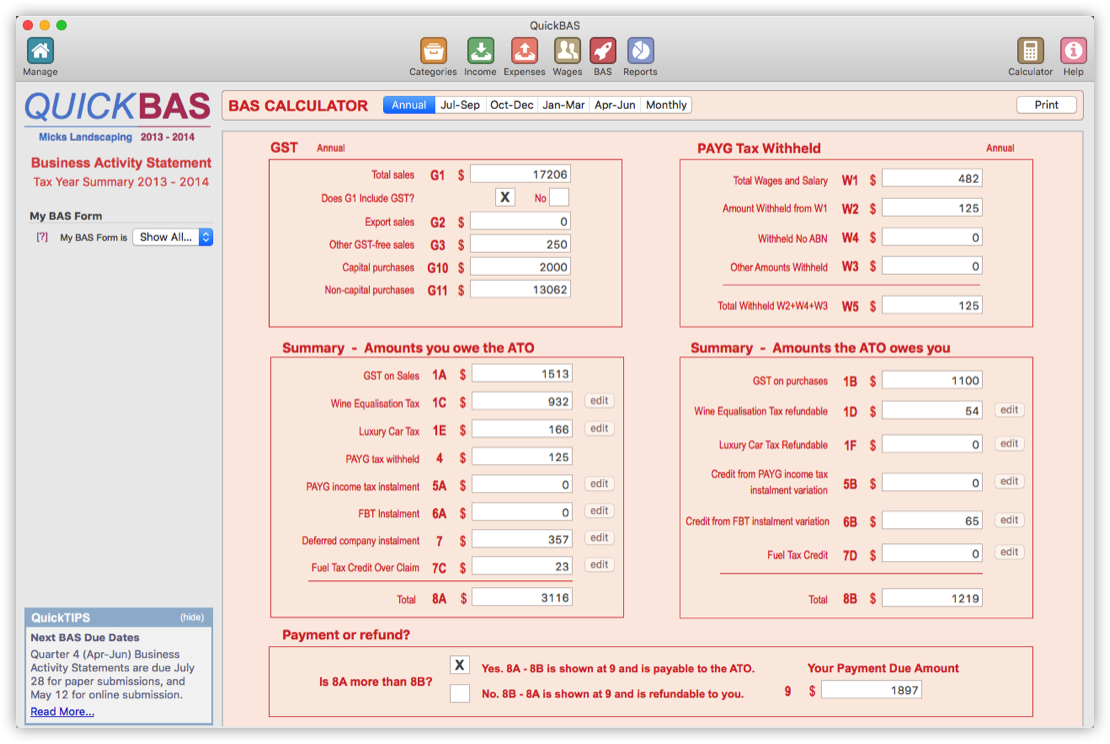 The BAS Sheet