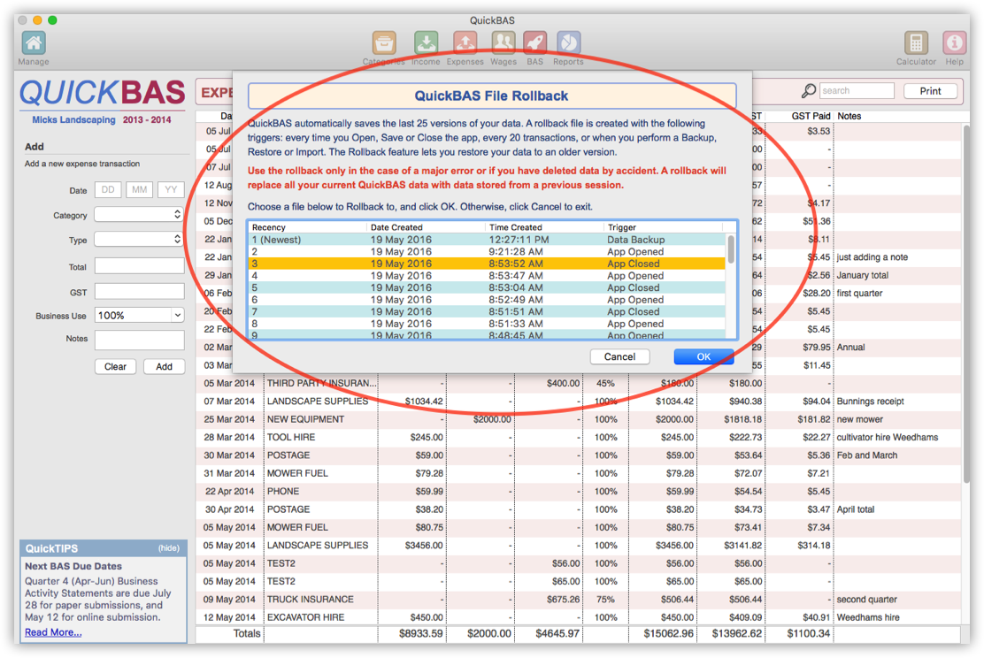 File Rollback