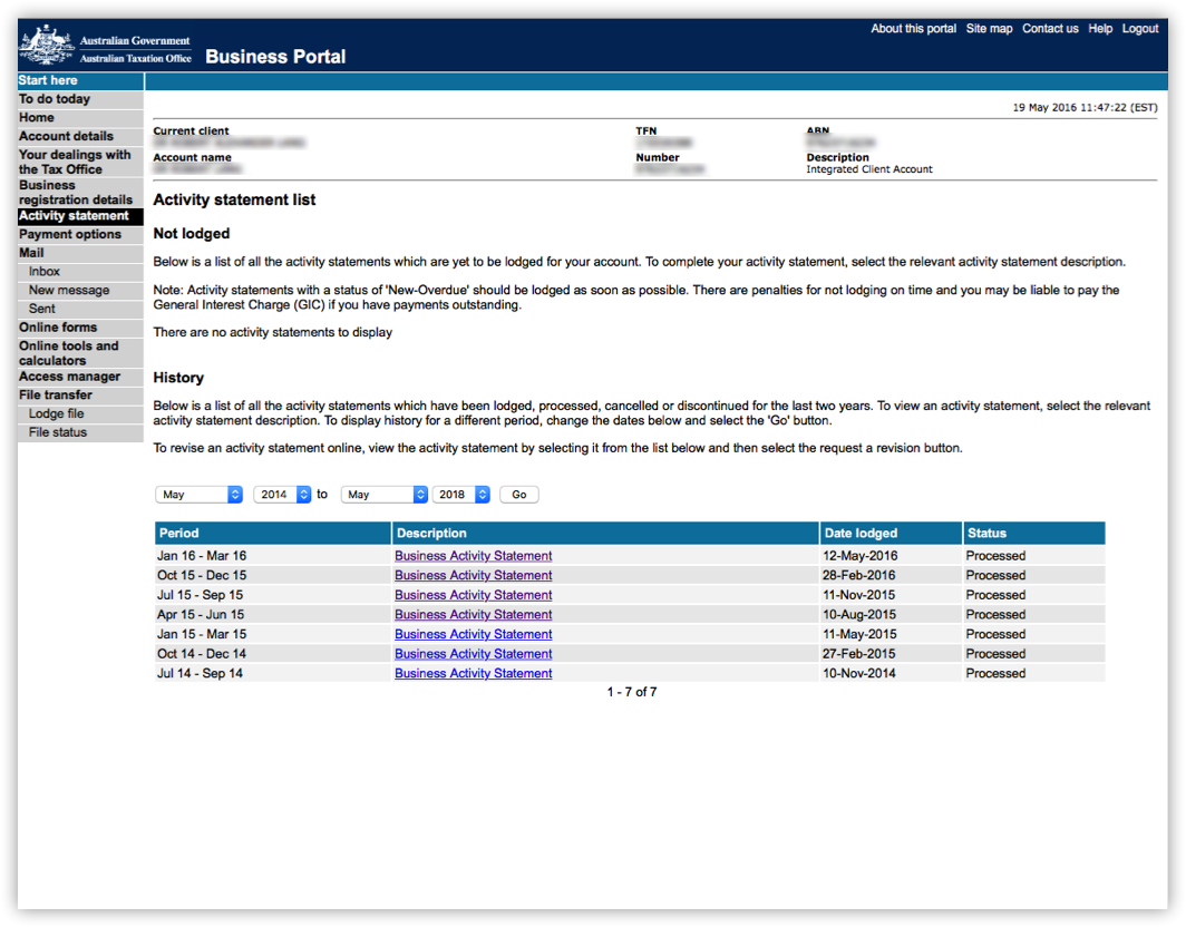 Submitting BAS online