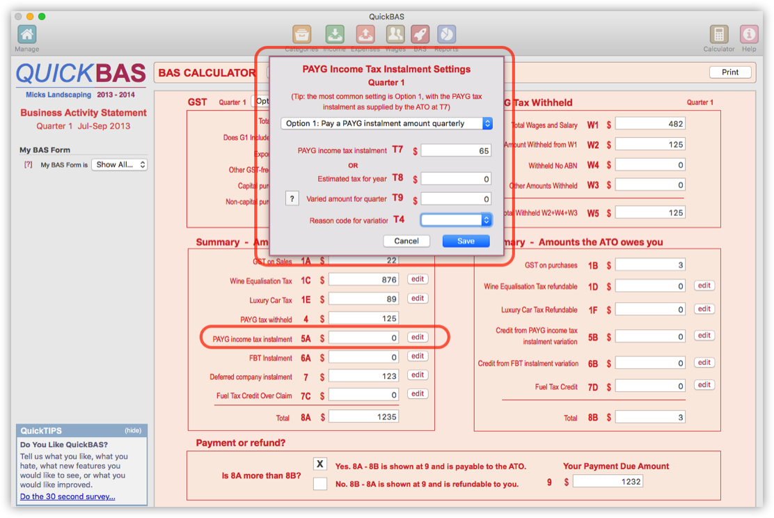 BAS PAYG Income Tax