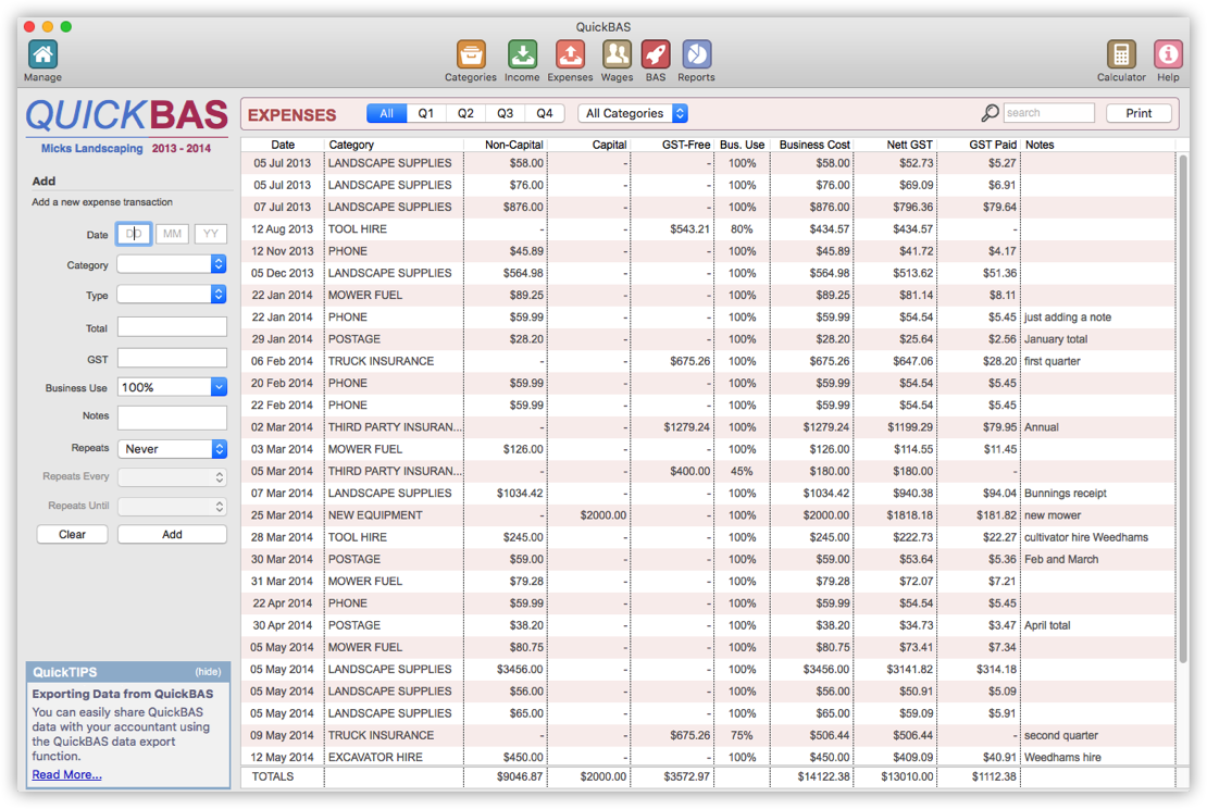 The Expenses Sheet