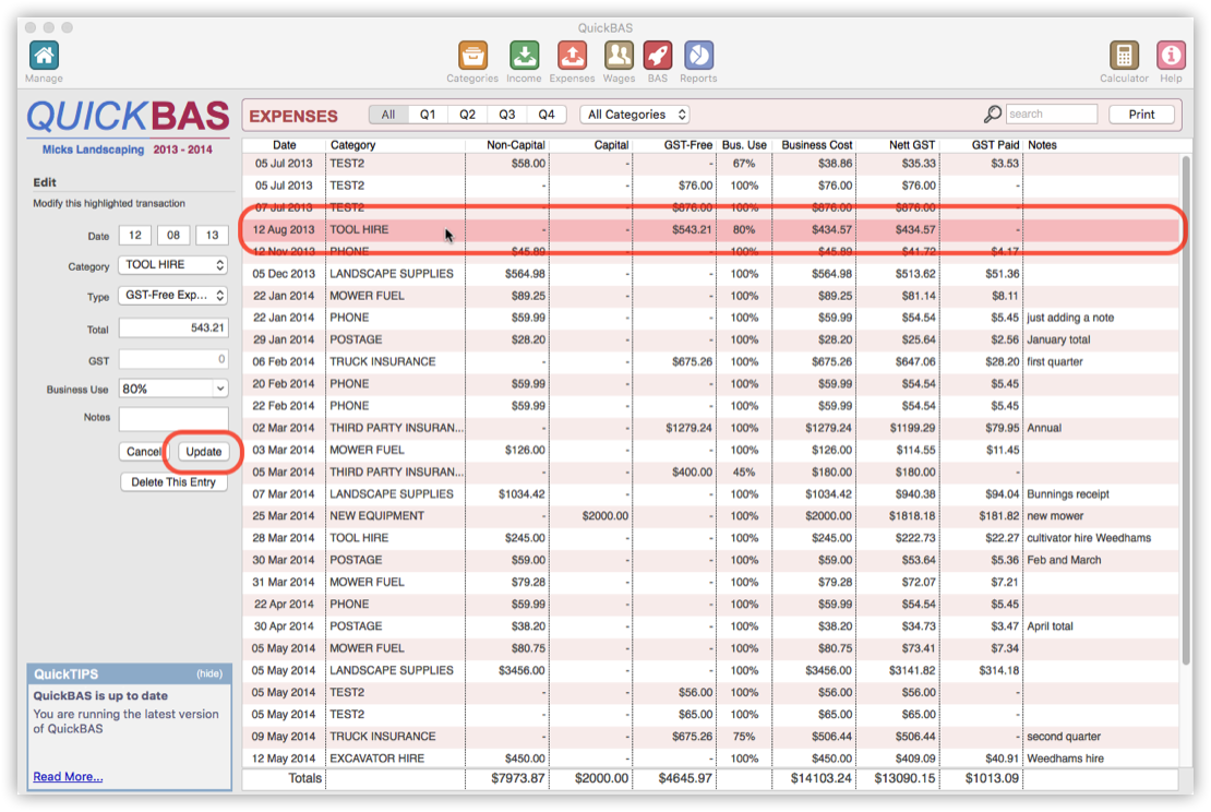 Edit Expense Transaction